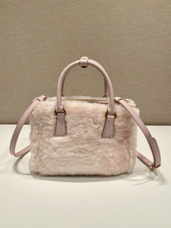 Prada Galleria Saffiano Shearling Top-Handle Bag