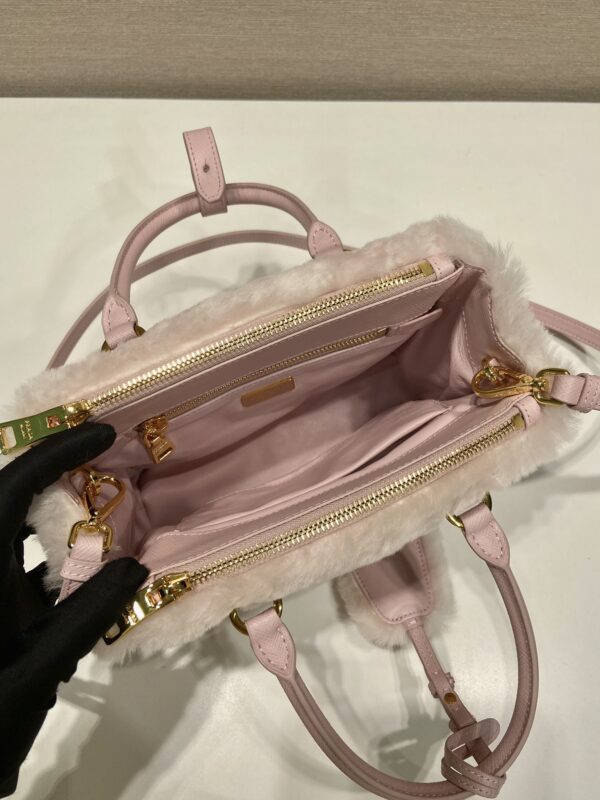 Prada Galleria Saffiano Shearling Top-Handle Bag