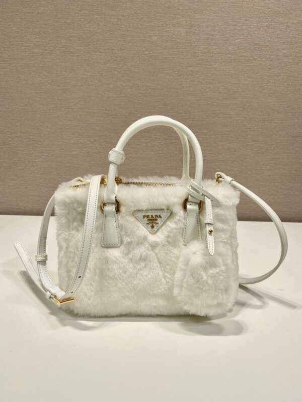 Prada Galleria Saffiano Shearling Top-Handle Bag