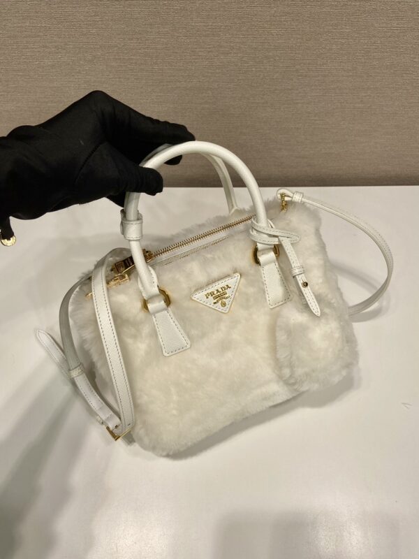 Prada Galleria Saffiano Shearling Top-Handle Bag