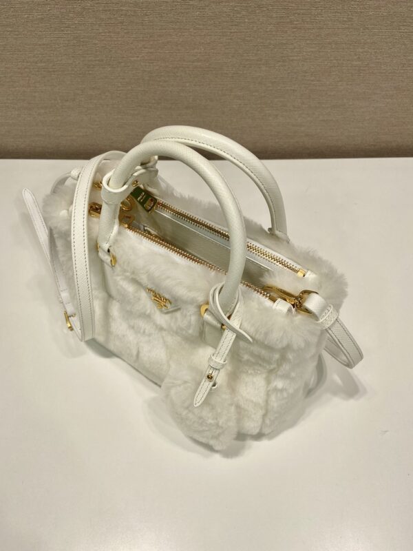 Prada Galleria Saffiano Shearling Top-Handle Bag
