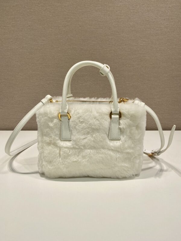 Prada Galleria Saffiano Shearling Top-Handle Bag