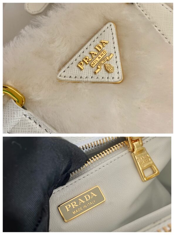 Prada Galleria Saffiano Shearling Top-Handle Bag