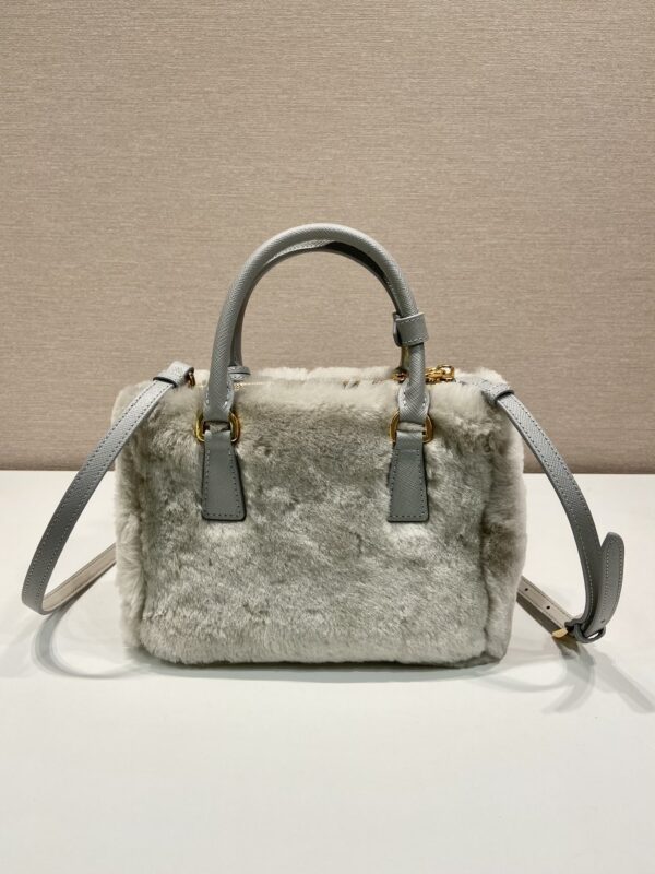 Prada Galleria Saffiano Shearling Top-Handle Bag