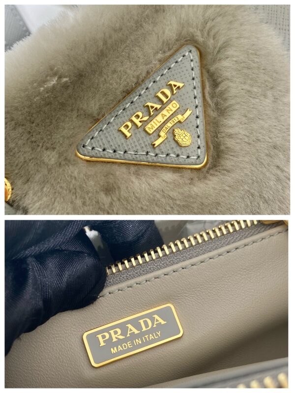 Prada Galleria Saffiano Shearling Top-Handle Bag