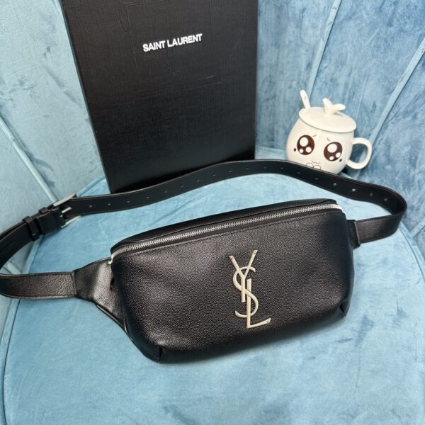 YSL CASSANDRE CLASSIC BELT BAG IN GRAIN DE POUDRE EMBOSSED LEATHER