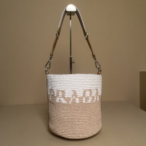 Prada Crochet and leather mini-bucket bag