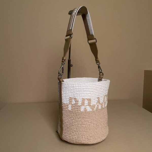 Prada Crochet and leather mini-bucket bag