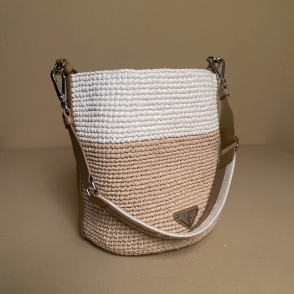 Prada Crochet and leather mini-bucket bag