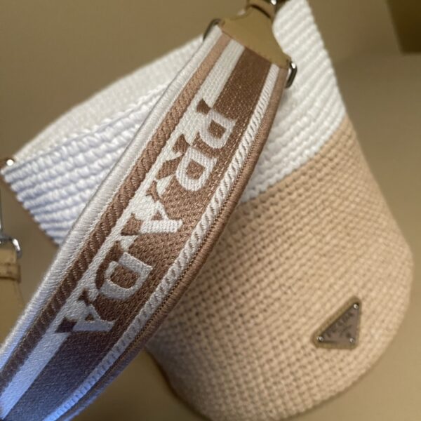 Prada Crochet and leather mini-bucket bag