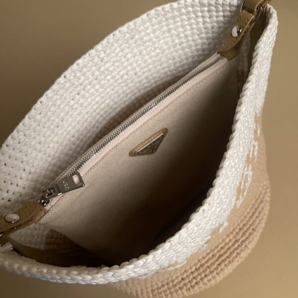 Prada Crochet and leather mini-bucket bag