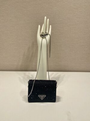 Prada Cardholder with shoulder strap and crystals