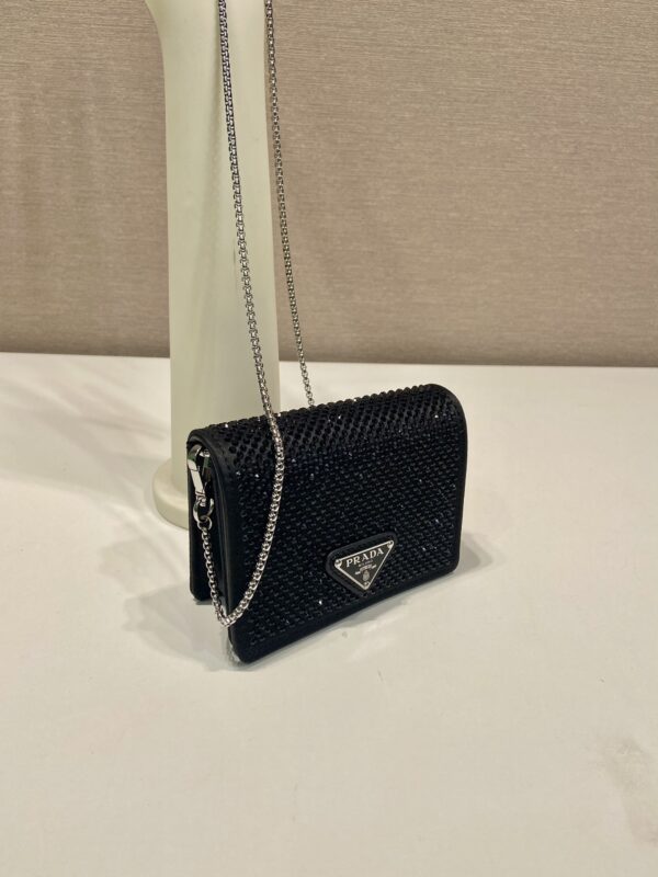 Prada Cardholder with shoulder strap and crystals