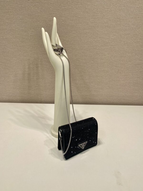 Prada Cardholder with shoulder strap and crystals