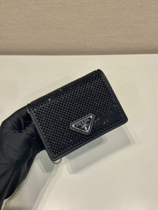 Prada Cardholder with shoulder strap and crystals