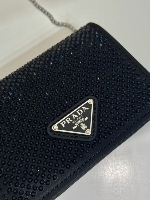 Prada Cardholder with shoulder strap and crystals