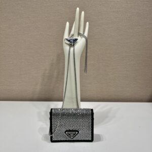 Prada Cardholder with shoulder strap and crystals
