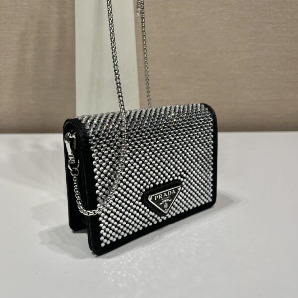 Prada Cardholder with shoulder strap and crystals