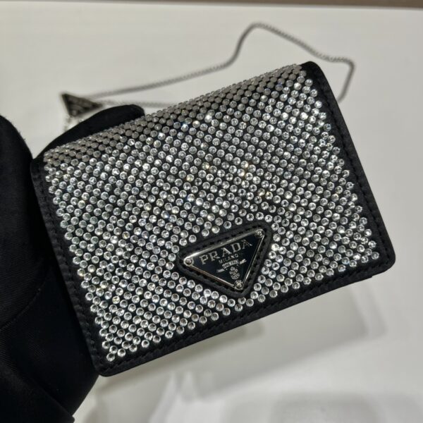 Prada Cardholder with shoulder strap and crystals