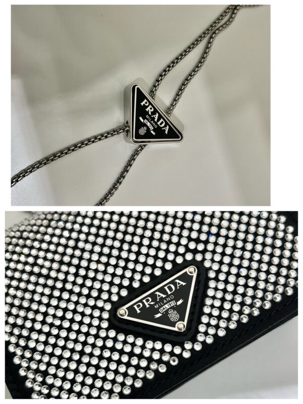 Prada Cardholder with shoulder strap and crystals