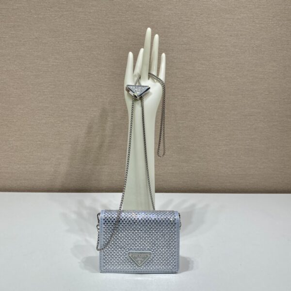 Prada Cardholder with shoulder strap and crystals