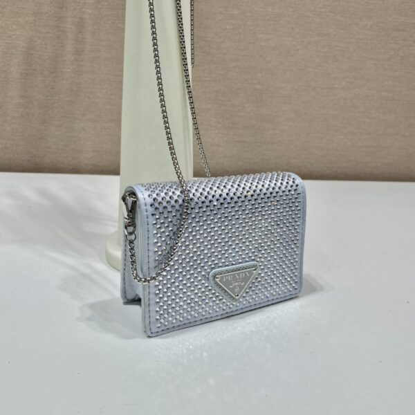 Prada Cardholder with shoulder strap and crystals