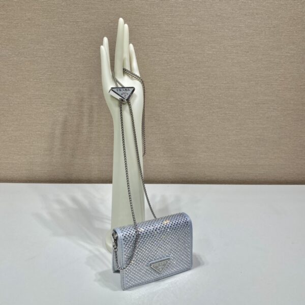 Prada Cardholder with shoulder strap and crystals