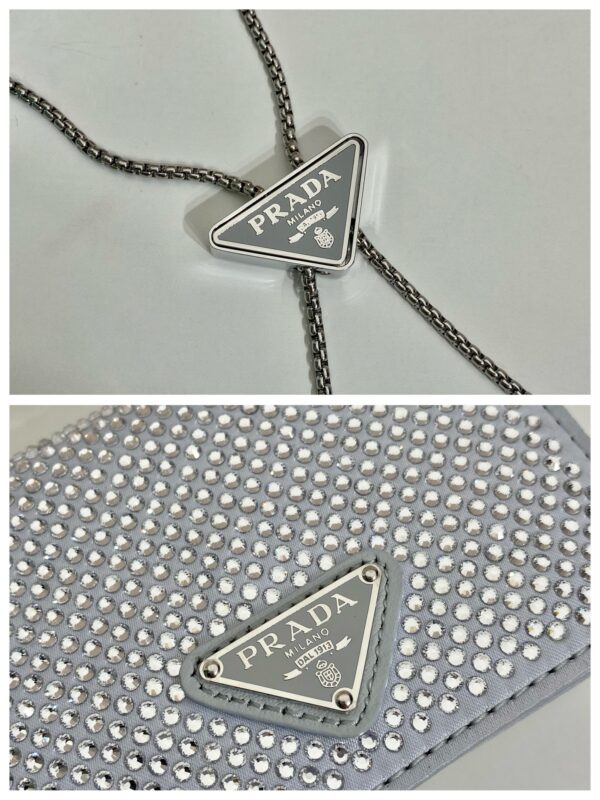 Prada Cardholder with shoulder strap and crystals