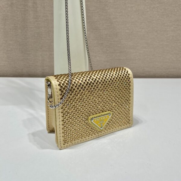 Prada Cardholder with shoulder strap and crystals
