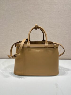 Prada Buckle medium leather handbag with double belt