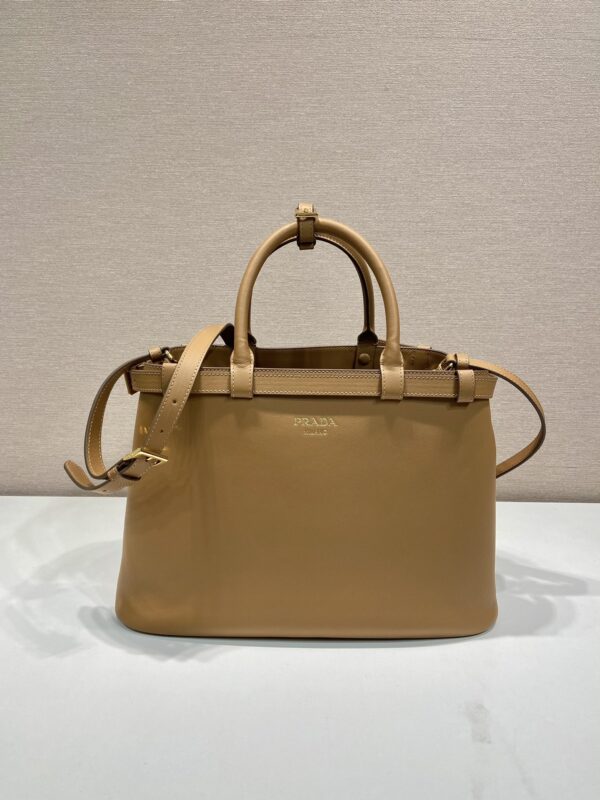 Prada Buckle medium leather handbag with double belt