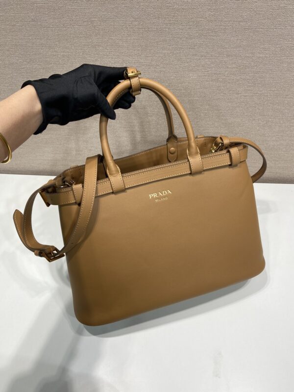 Prada Buckle medium leather handbag with double belt