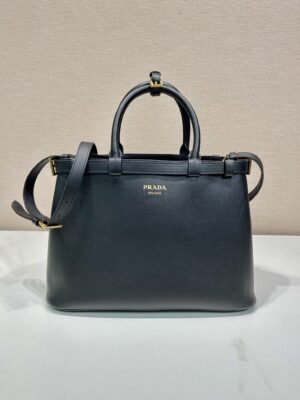 Prada Buckle medium leather handbag with double belt