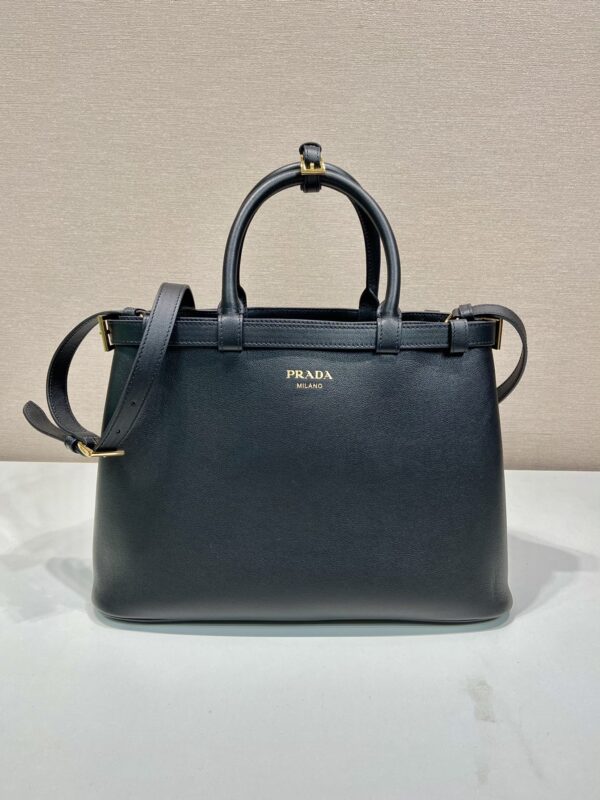 Prada Buckle medium leather handbag with double belt