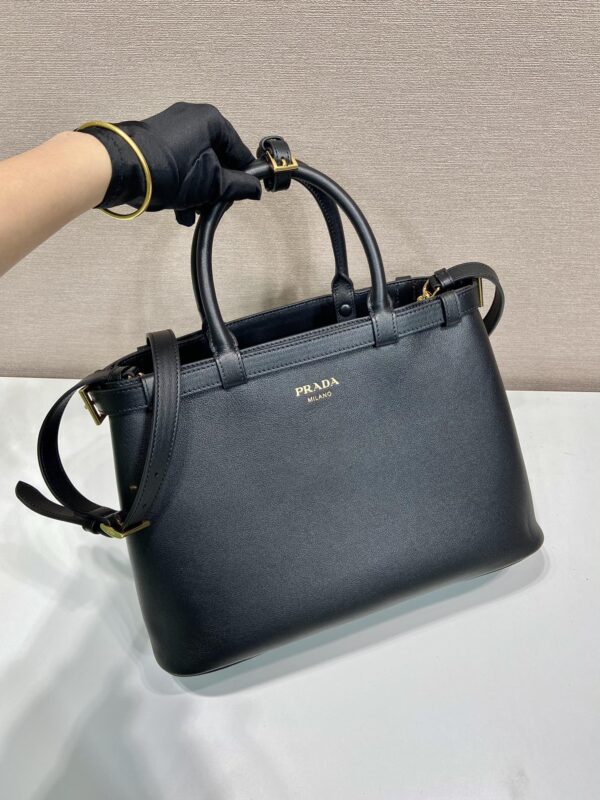 Prada Buckle medium leather handbag with double belt