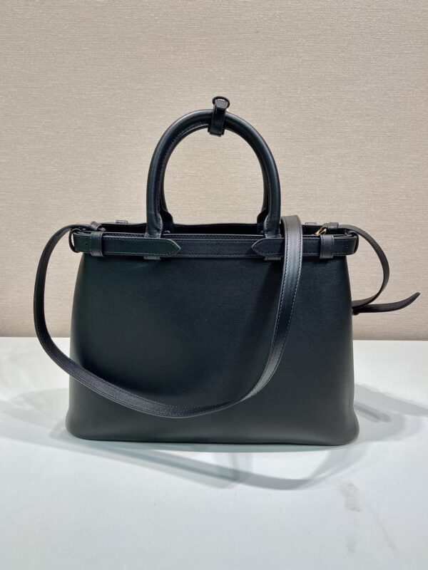 Prada Buckle medium leather handbag with double belt