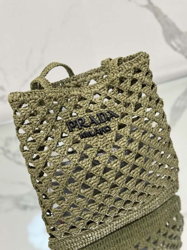 Prada Woven fabric crochet tote bag