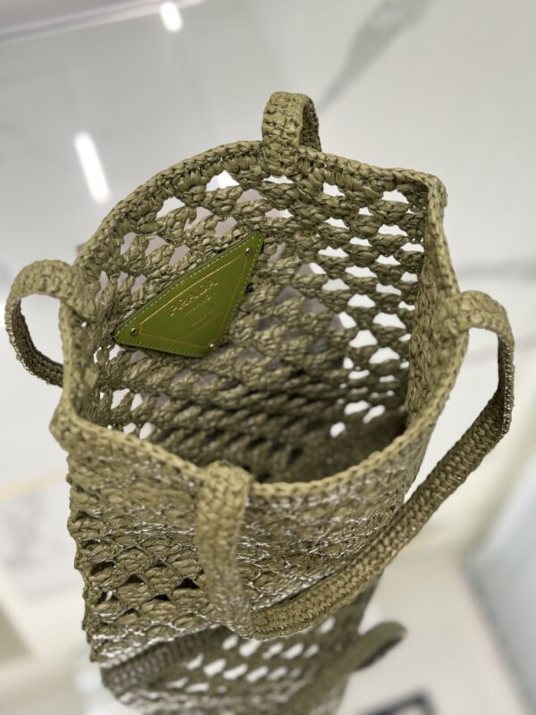 Prada Woven fabric crochet tote bag