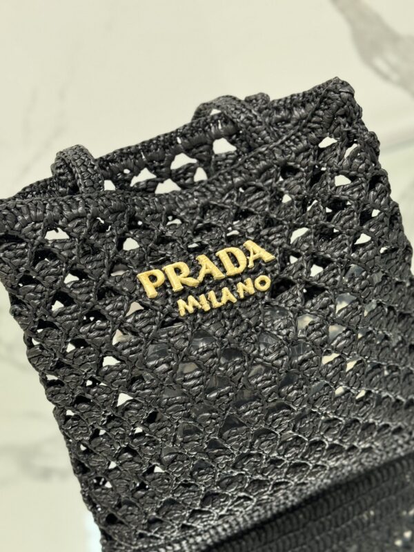 Prada Woven fabric crochet tote bag
