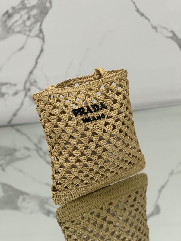 Prada Woven fabric crochet tote bag