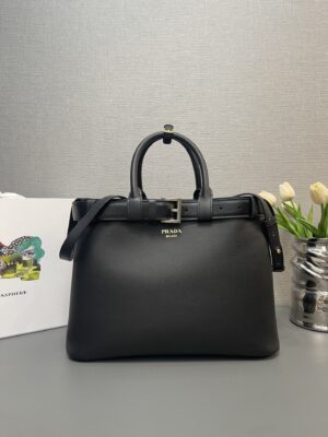 Prada Buckle large leather handbag with belt