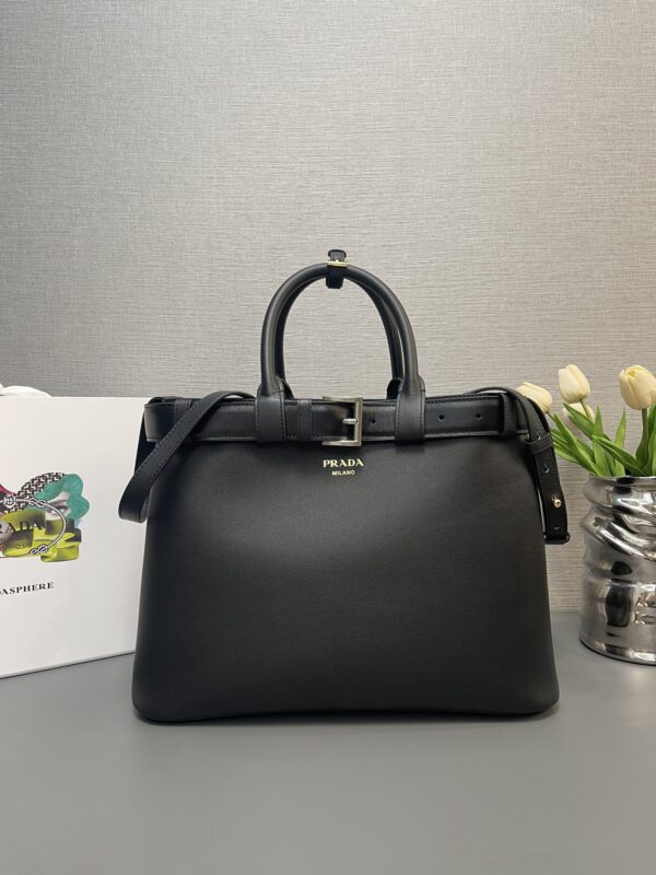 Prada Buckle large leather handbag with belt