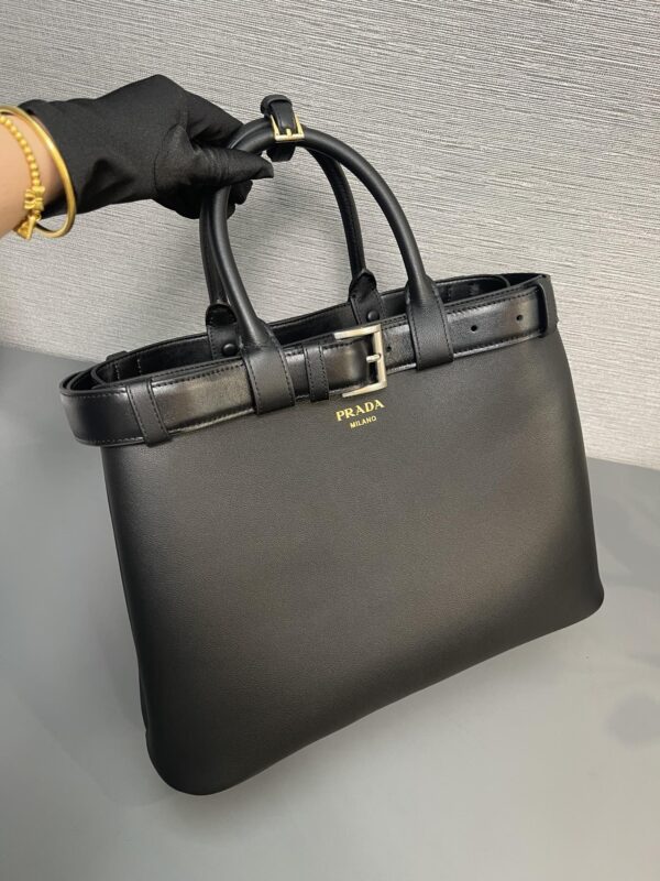 Prada Buckle large leather handbag with belt