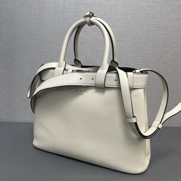 Prada Buckle medium leather handbag with double belt