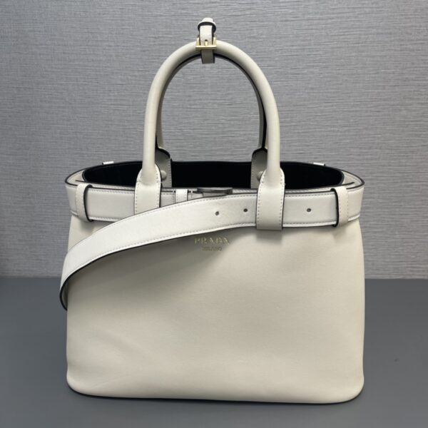 Prada Buckle medium leather handbag with double belt