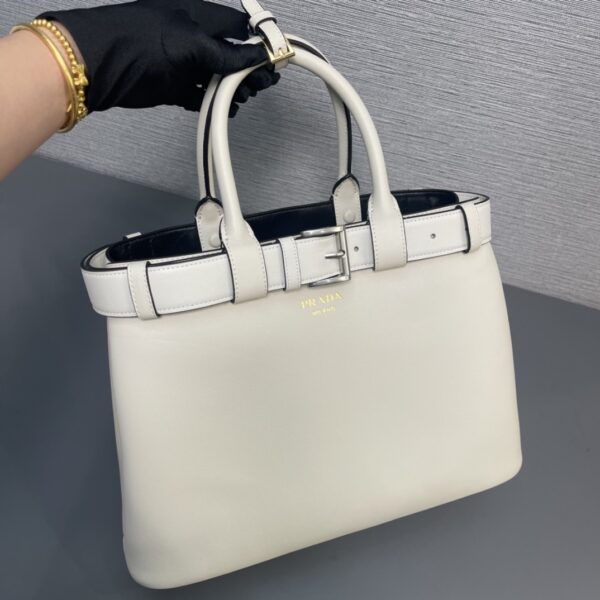 Prada Buckle medium leather handbag with double belt