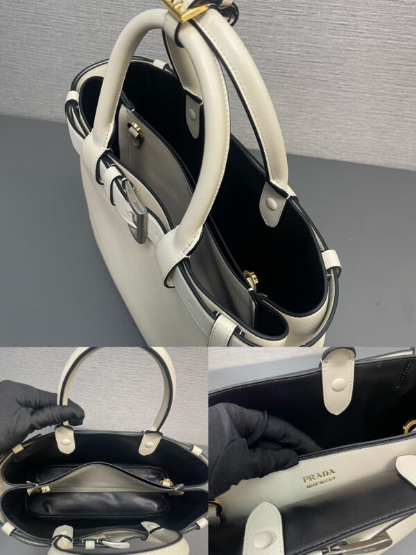 Prada Buckle medium leather handbag with double belt