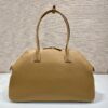 Large leather tote bag with zipper closure