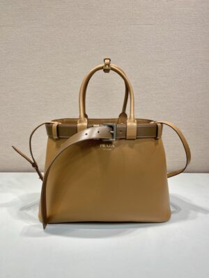 Prada Buckle large leather handbag with belt