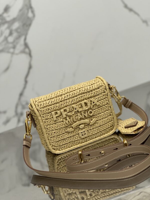 Prada Crochet and leather shoulder bag with flap
